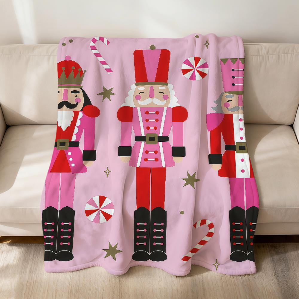 

Christmas funny cute n-nutcracker Flannel soft warm plush blanket for sofa living room pet hogar bedroom gift home Car portable 75x90cm