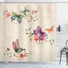 Tulip Flower Shower Curtain Farm Truck Sunflower Plant Butterfly Scenery Print Bathroom Decor Screen Bath Curtain With Hooks