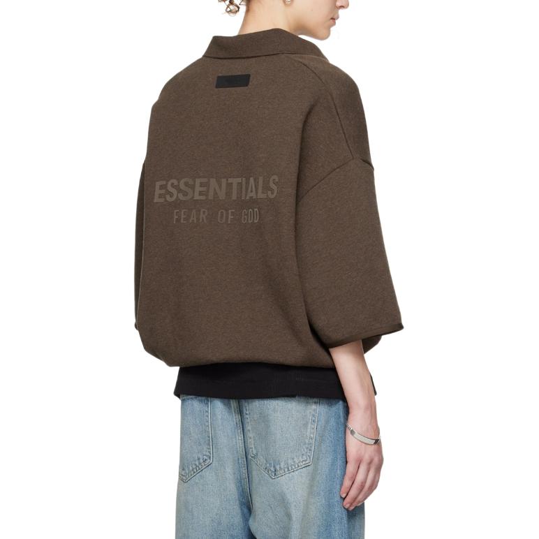 Fear of God Essentials Polo manches 3/4 Heather Wood Hauts Homme Marron 192SU244402F