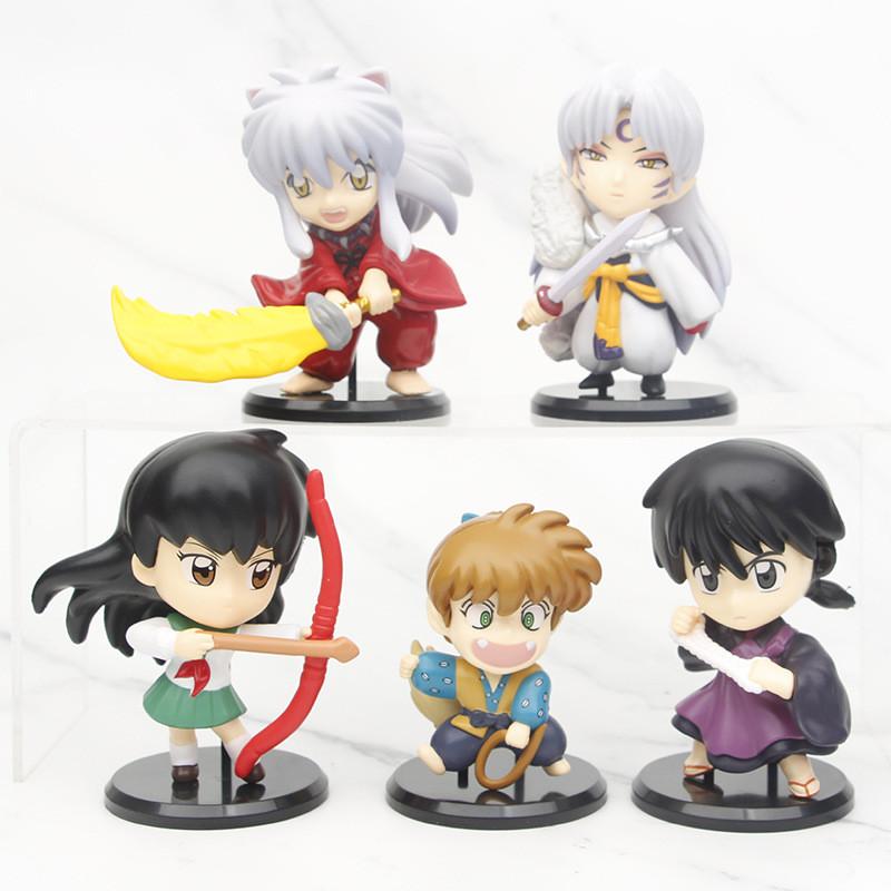 Adorable Inuyasha Chibi Figure Collection Pvc Cake Topper Blind Box Set 8-10cm