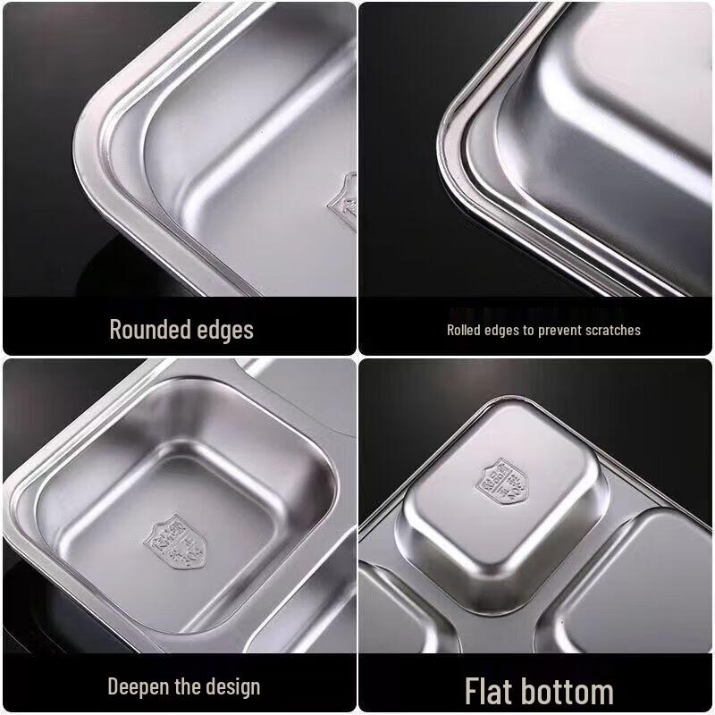 304 Stainless Steel Rectangular Divided Lunch Tray