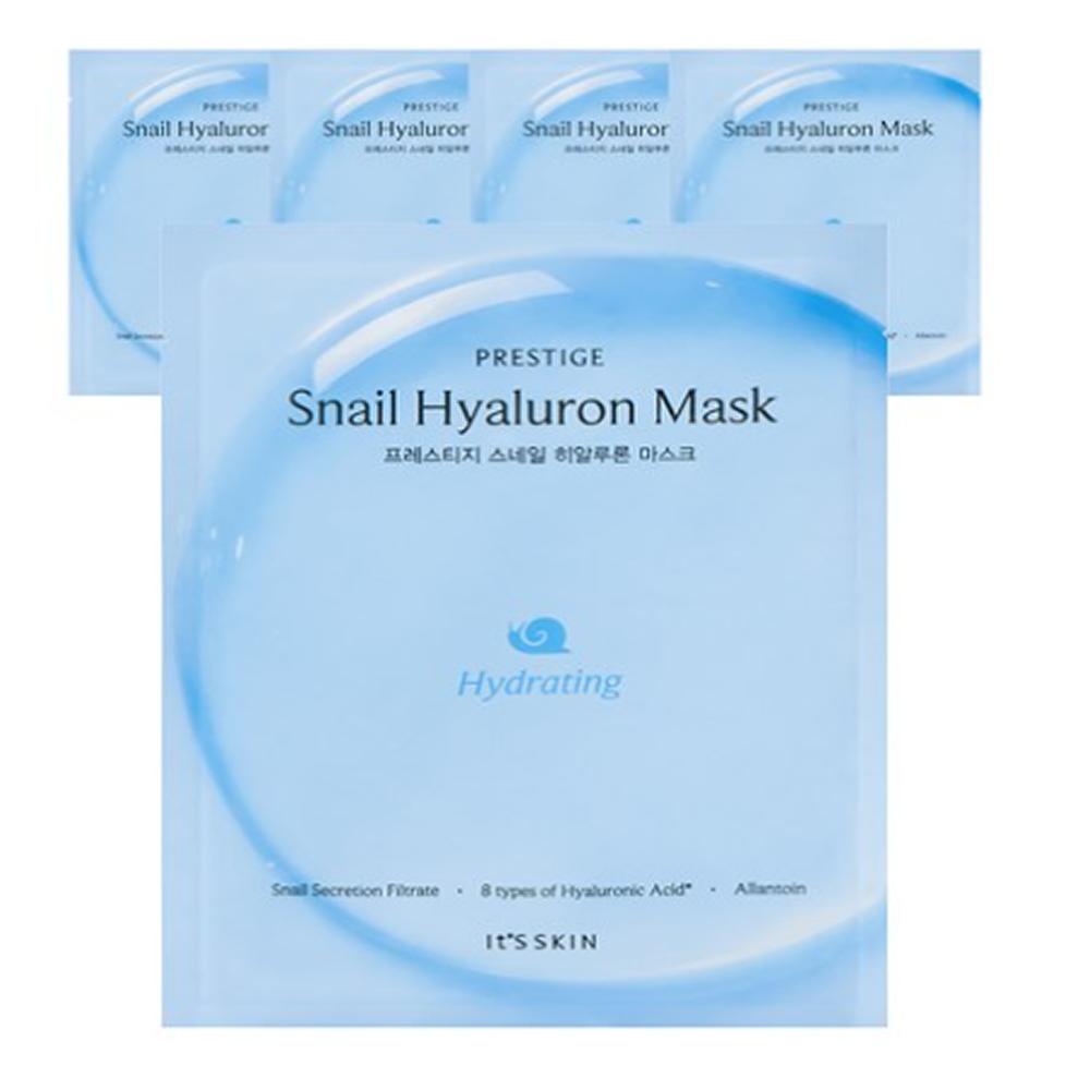 Face Sheet Mask It’s Skin Prestige Snail Hyaluron Mask 20g × 5 Sheets, Hydrating & Softening Care