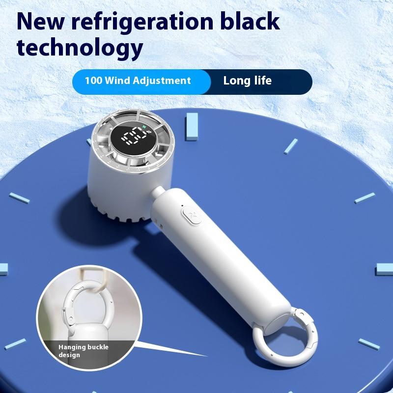 2025 Silent Mini USB Rechargeable Portable Handheld Air Cooling Fan Quiet Ice Compress Foldable English Bladeless Household