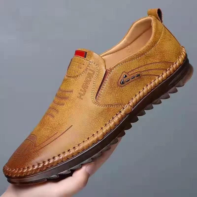 Leather Shoes Men's Spring and Autumn Fashionable Soft Leather Casual Leather Shoes Texture Wear-resistant Bean Shoes Men's Shoes