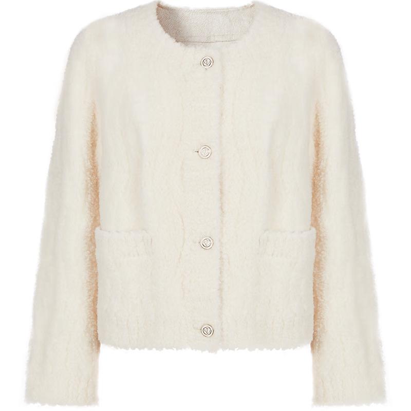 

JUZI Annakao Женское пальто из 100% шерсти тедди-флис с круглым вырезом M