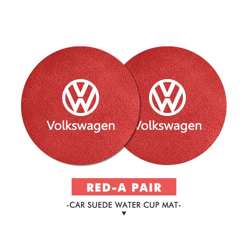 For Volkswagen VW 2pcs Car Cup Holder Coaster Suede Anti Slip Anti Scratch Insert Scirocco Passat Polo B5 B6 B7 CC Tiguan Sharan DG9