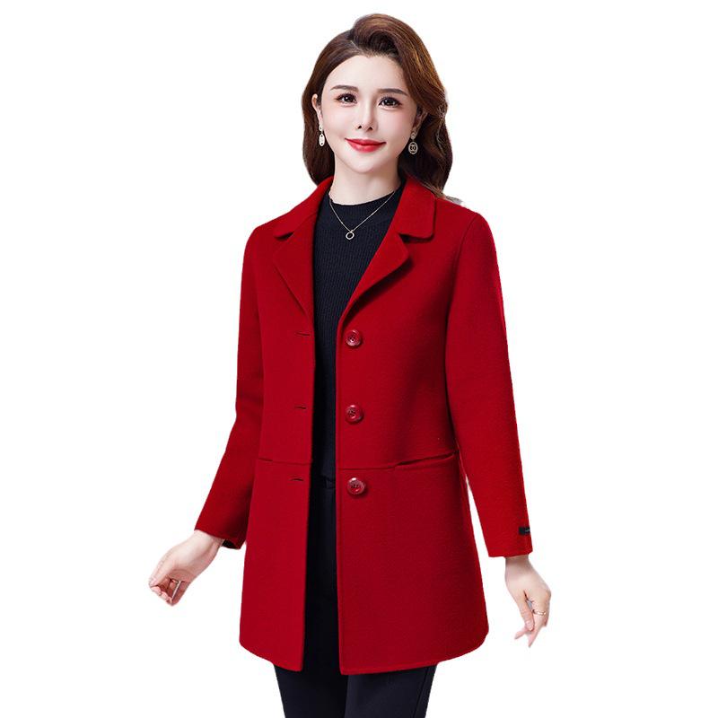 Petite Mid-Length Double-Faced Wool Coat with Suit Collar - Women's Slim-Fitting, New for Autumn/Winter 2026.