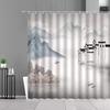 Chinese Style Ink Painting Shower Curtain Landscape Flower Tree Plant Boat Plum Living Room Background Wall Bathroom Screen Hook