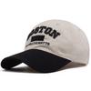 Vintage Boston 1630 Letter Embroidered Baseball Caps Men Women Two-Tone Patchwork Curved Brim Dad Hat Casual Outdoor Golf Hat