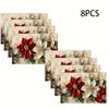 4/6/8pcs Set, New Premium Modern Placemats - Elegant Christmas Theme Linen Series, Suitable for Dining Tables, Coffee Tables, Family Meals, Camping Pi