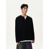 Kisko American Retro Lazy Style Fake Two-Piece Henry Collar Long-Sleeve T-Shirt for Men and Women, High-End Casual Inner Wear Top