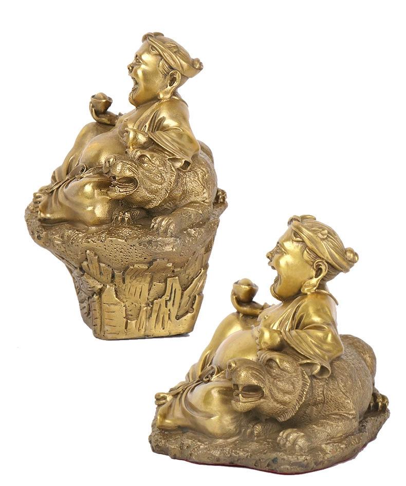 Vietnamesische Kupfer Buddha Figur: Gott des Reichtums und des Wohlstands