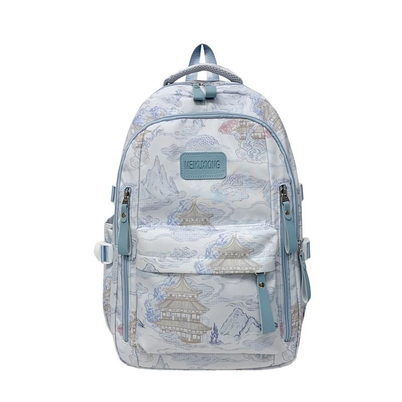 Schoolbag national style backpack ins storm point backpack junior high school college style campus bag flash large capacity student schoolbag