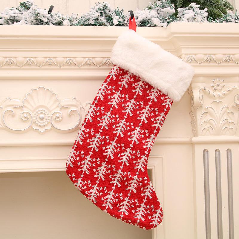 Christmas Socks Knitwear Stockings Christmas Large Socks Red and White Striped Gift Bag Children's Gift Bag