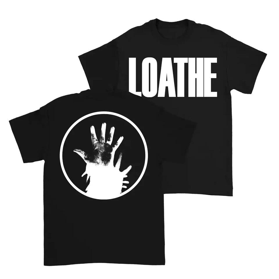 

Винтажная футболка группы Loathe с двусторонним принтом, плотный хлопок, все размеры, черная, унисекс 2XL
