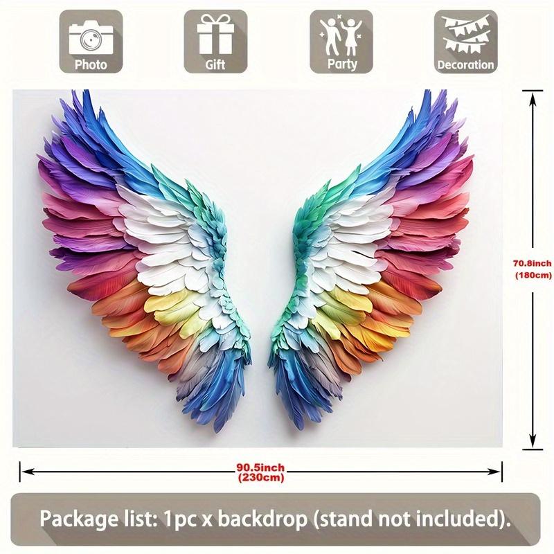 1pc Vivid Angel Wings Party Banner - Colorful Polyester, Suitable for Birthdays, Weddings and Special Events