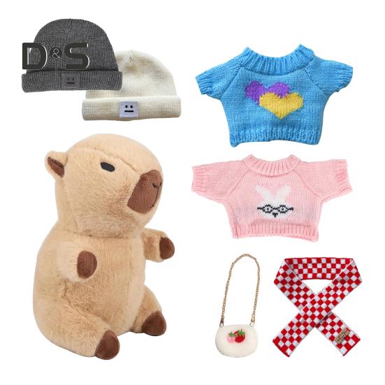 1 Zestaw Pluszowa Zabawka Kapybara z Ubraniami Akcesoriami Dzieci DIY Przebieranka Kapybara Pluszak Niemowlęta Chłopcy Dziewczynki Wypchane Zwierzę Lalka Zabawka Dekoracja