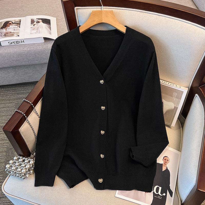 Plus Size Women's Loose Knit Cardigan Sweater (Bust 150-160 cm, 200-350 Jin) - Style 8308