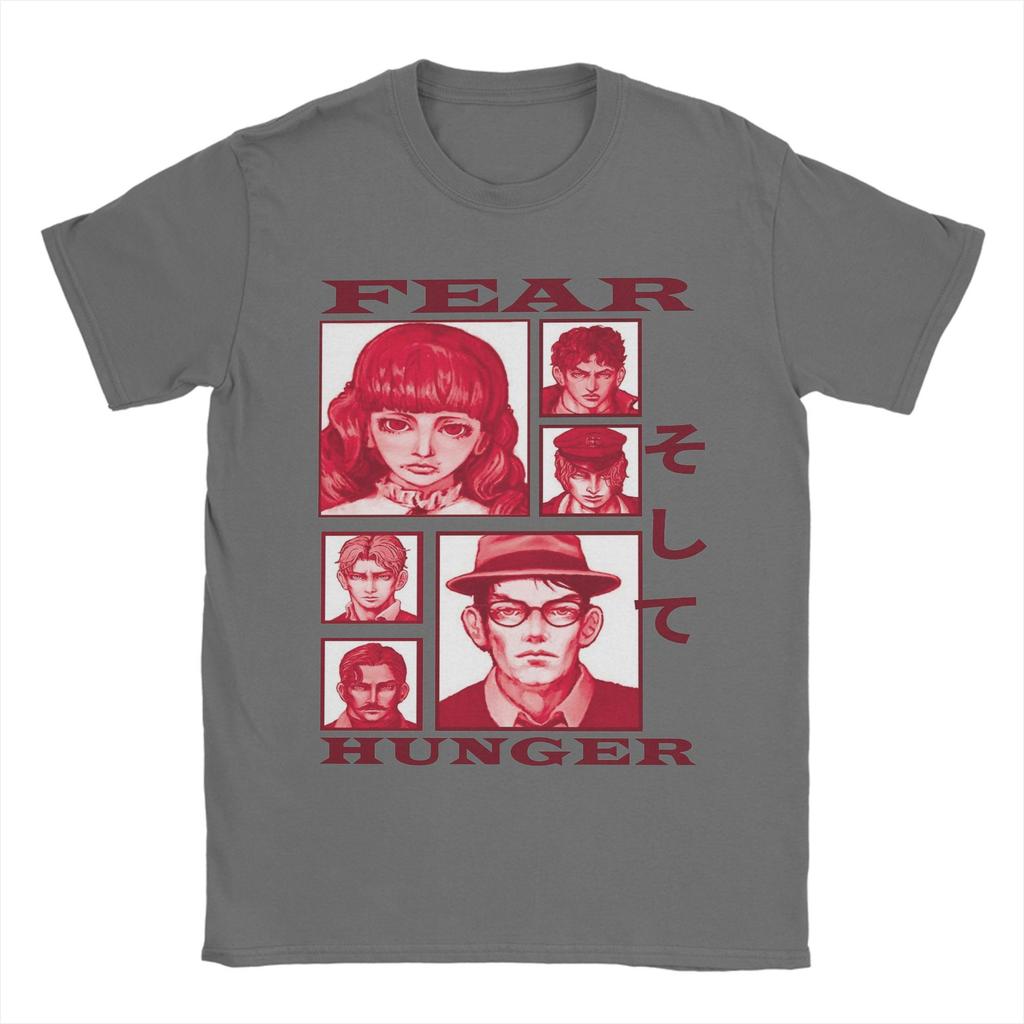 Novelty Fear And Hunger Indie Horror T-Shirt Men Round Neck Short Sleeve Tops  Cotton Summer Clothes