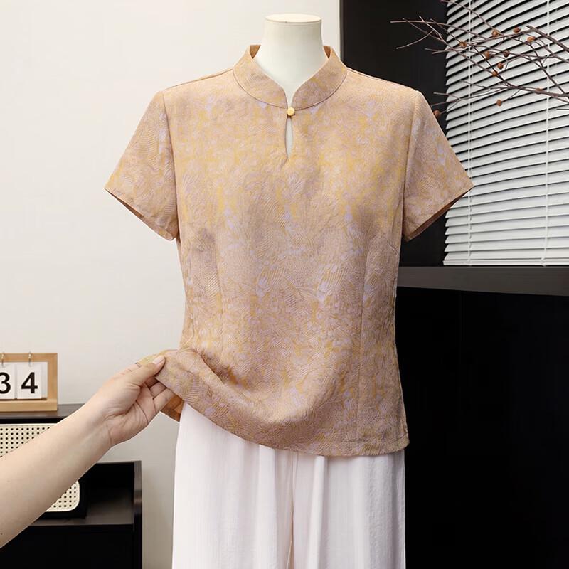 Xuexi 2026 Women s Printed Chiffon Short Sleeve Top 2XL