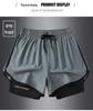 Men's Summer Sports Shorts with Back Pockets, Trendy Cross-Border Design, Fake Two-Piece Look.