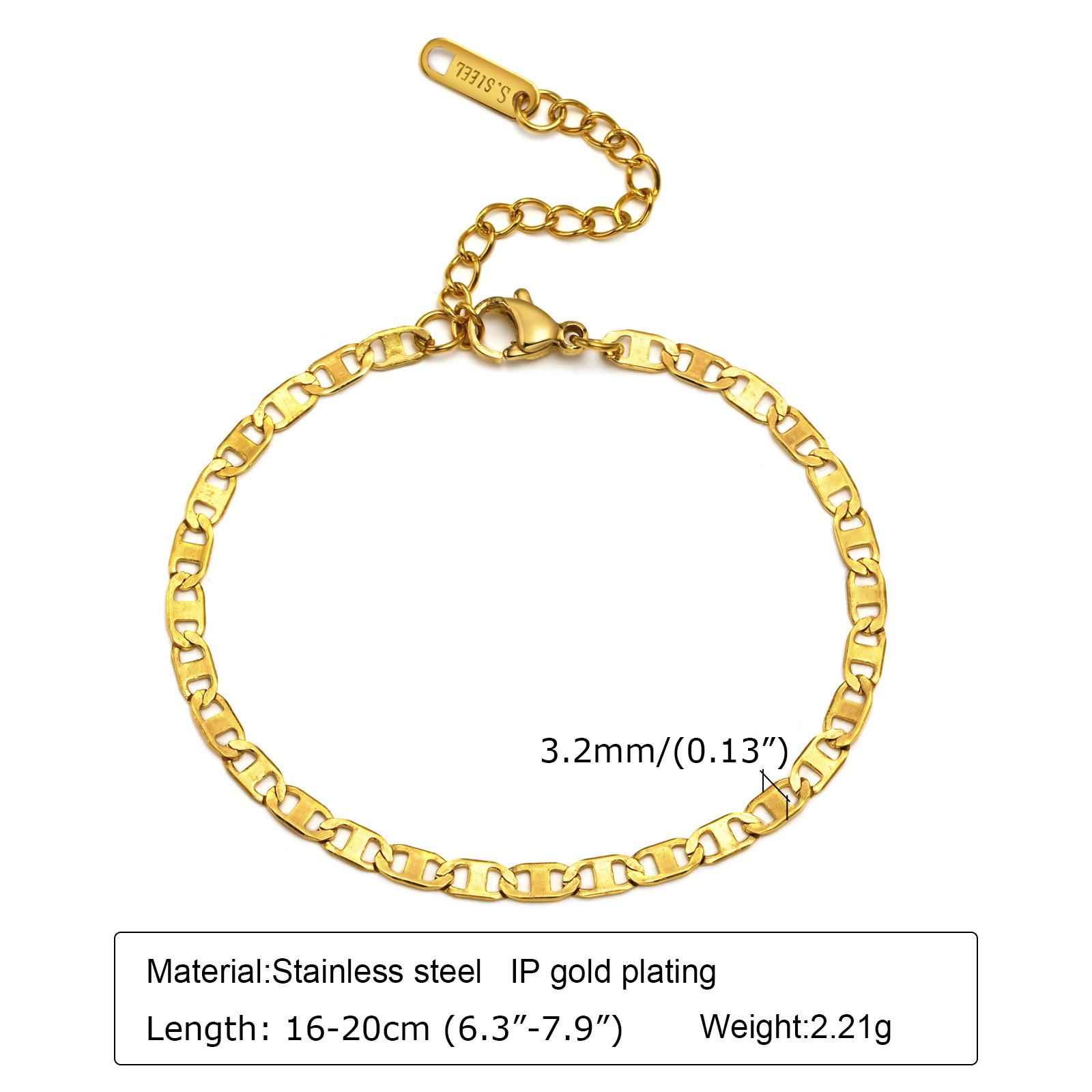 

Gold Color Link Bracelet, Layering Bracelets for Women ,Stainless Steel Chain Adjustable Waterproof Zircon