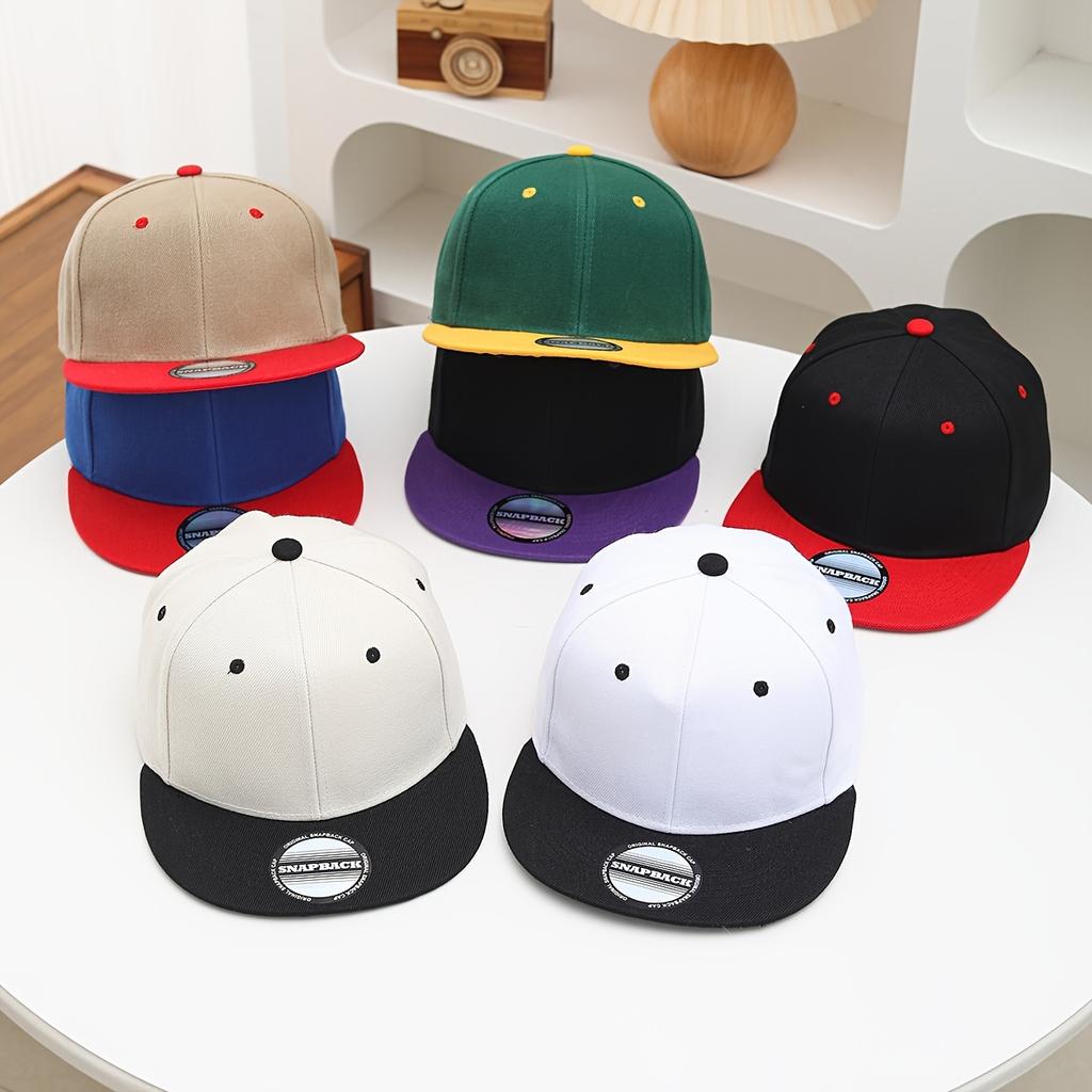Unisex Flat Brim Baseball Cap For Men Women Fashion Color Plain Snapback Hat Outdoor Leisure Patchwork Hip Hop Sun Hats
