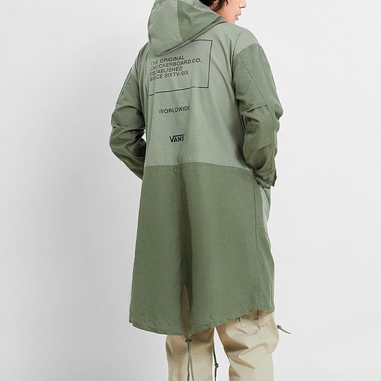 Vans Color Block Casual Hooded Jacket Men Jackets Dark-Green VN0A4MLIKCZ