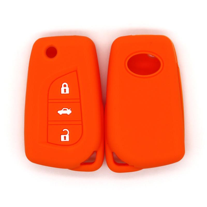 Fall-proof key cover, suitable for Toyota RV4, Rongfangguan, Ruizhi, Carola, Linc, folding type, 3-buckle silicone key bag