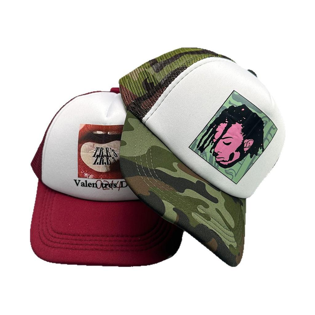 Hip Hop Street Smiley Embroidery Pattern Patch Baseball Cap Men'S And Women'S Mesh Shade Truck Hat