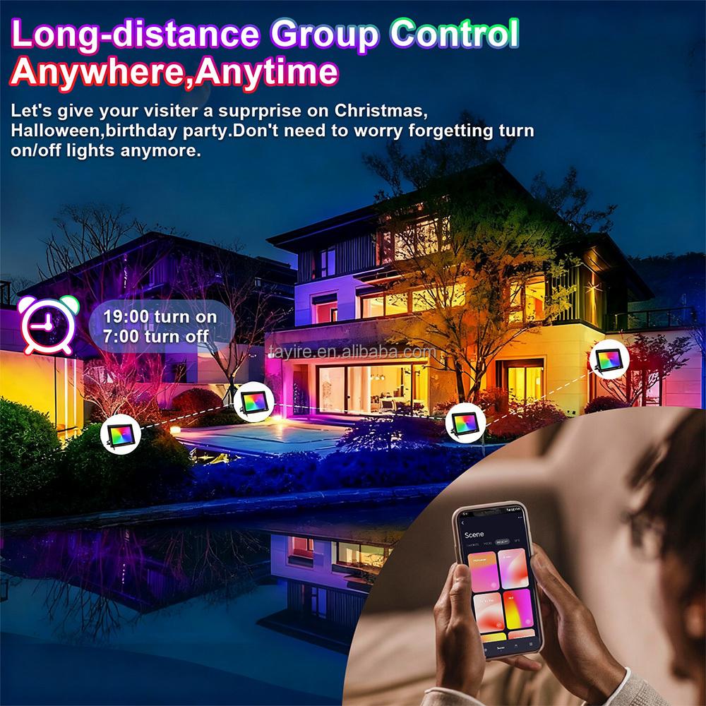 EU Stock RGB Led Floodlight 50W 100W DOB Projector 100-240V Tuya WIFI APP Control Waterproof RGBCCT Lamp RGBCW RGBWW Spotlight