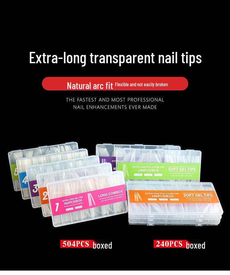 Extra Long Transparent XXL Ballet Trapezoid Nail Tips with Stickers