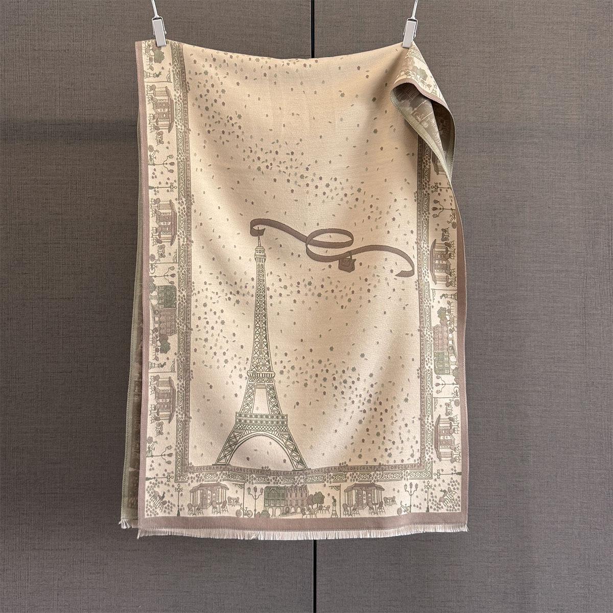 

New retro wind streamer tower jacquard scarf women s autumn and winter versatile atmosphere warm outer scarf 190*65cm