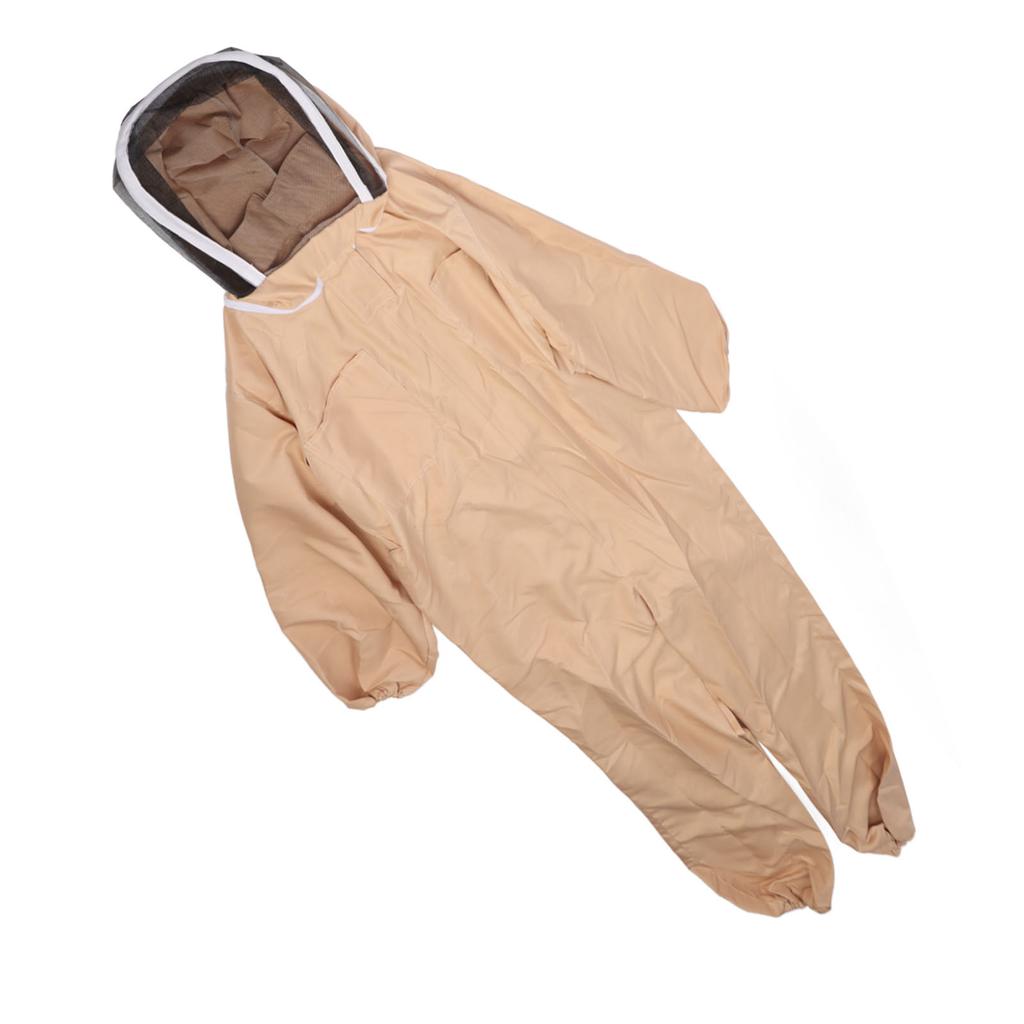 Beekeeping Suit Canvas Full Body Beekeeper Outfit Protective Clothing with Glovers for Men Women Light Coffee