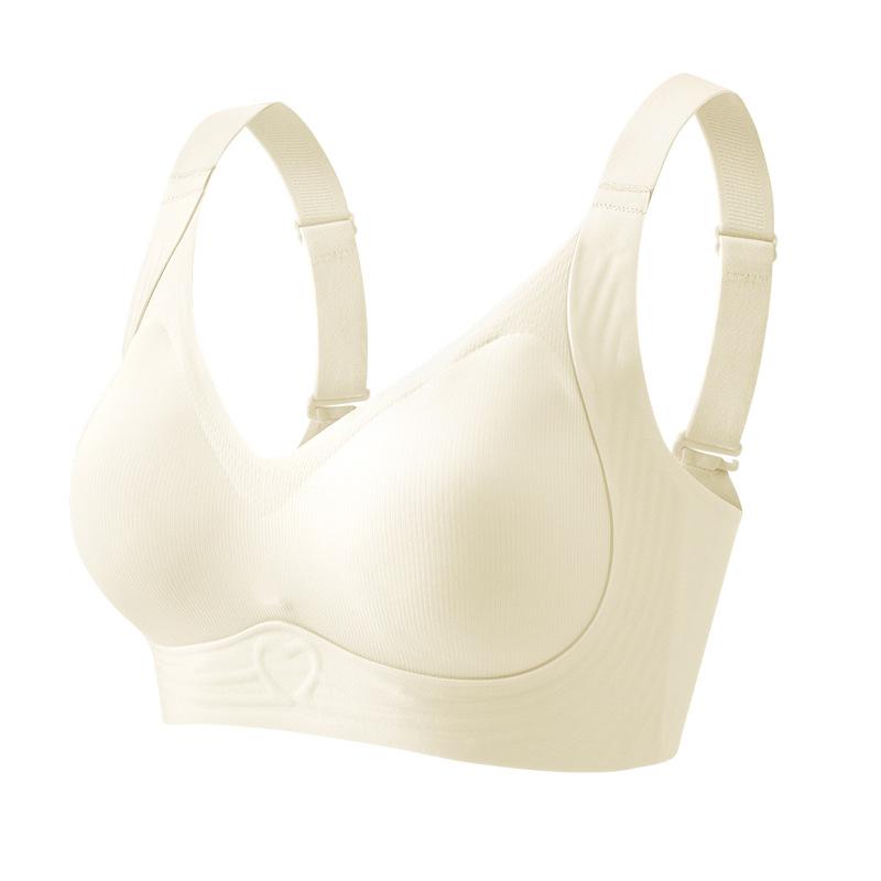 Popular comfortable and seamless women's big breasts show no steel ring, and the upper support is a thin sports bra with secondary breasts.