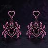 Alternative Fashion Earrings 1 Pair Halloween Theme Acrylic for Women, Gothic Pink Spider Flame Pattern Drop Dangle Earrings, Spooky Holiday