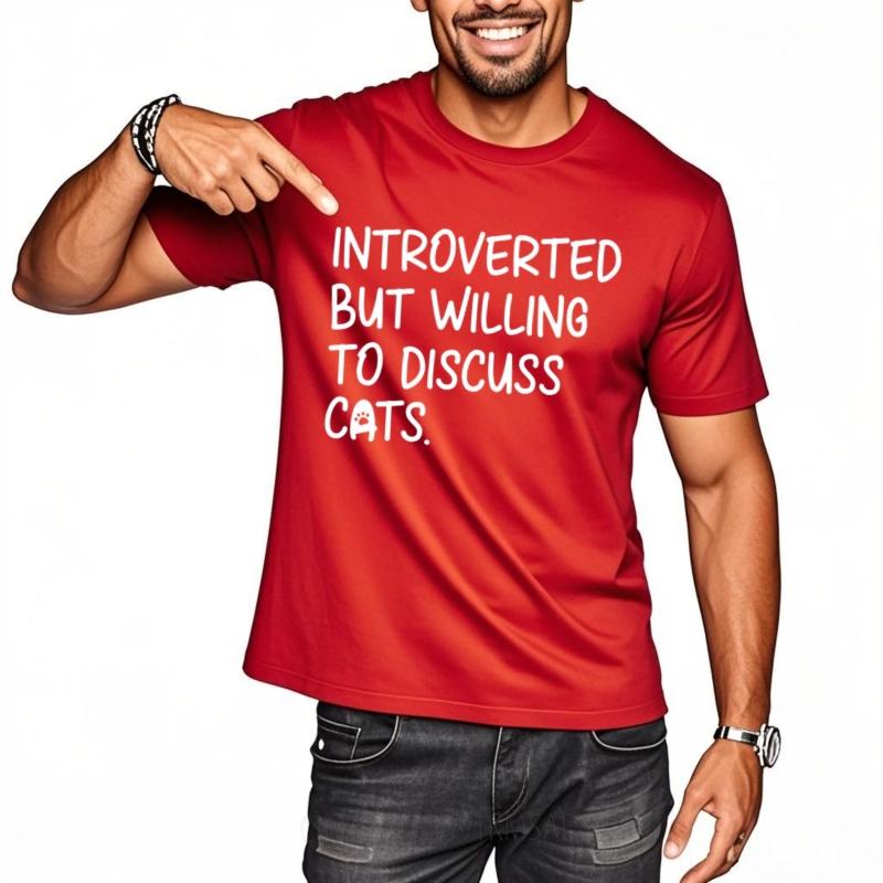 Soft Teeshirt Unisex O Neck Tshirt Plus Size Introverted But Willing To Discuss Cats Minimalist Unisex Tee Shirt Lightweight Tee