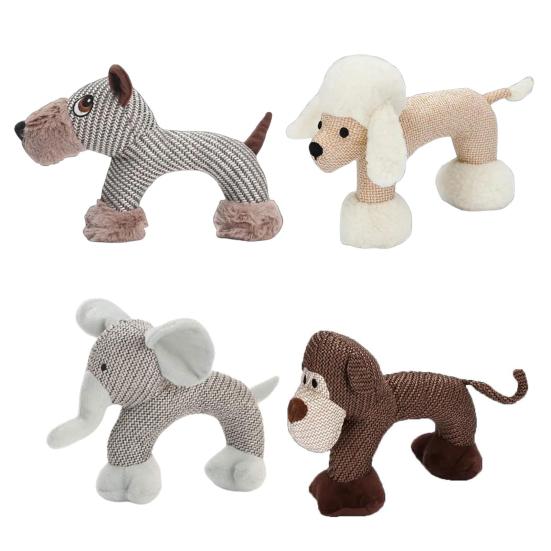 Plush Dog Chew Toy Squeaky Linen Stuffed Animals Interactive Puppy Teething Toy for Small And Medium Dogs Teeth Cleaning