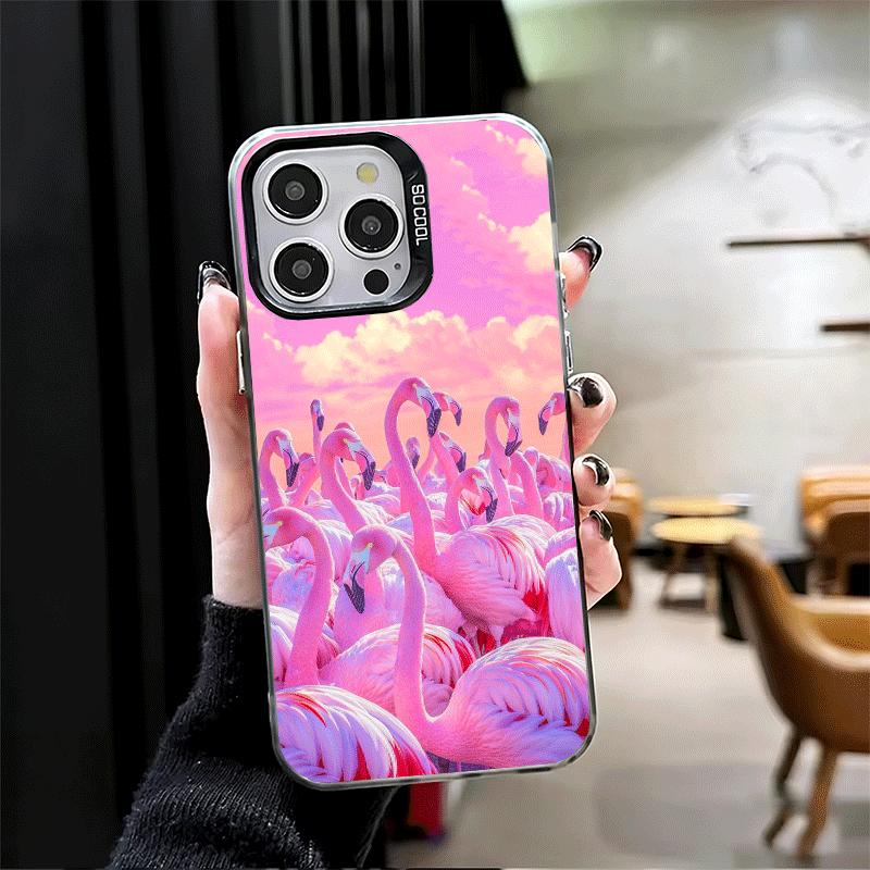 Pink Red Dreamy Flamingo Shockproof Phone Case for iPhone 17 Air 16 16E 15 Pro Max 14 Plus 13 Mini 12 Back Cover Anti Fall Funda