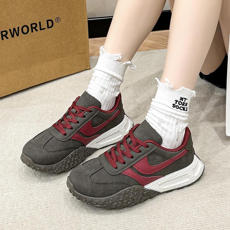 

New velvet ins Korean version of Forrest Gump shoes women s 2024 autumn and winter trend student running sports platform casual shoes 35 чёрный