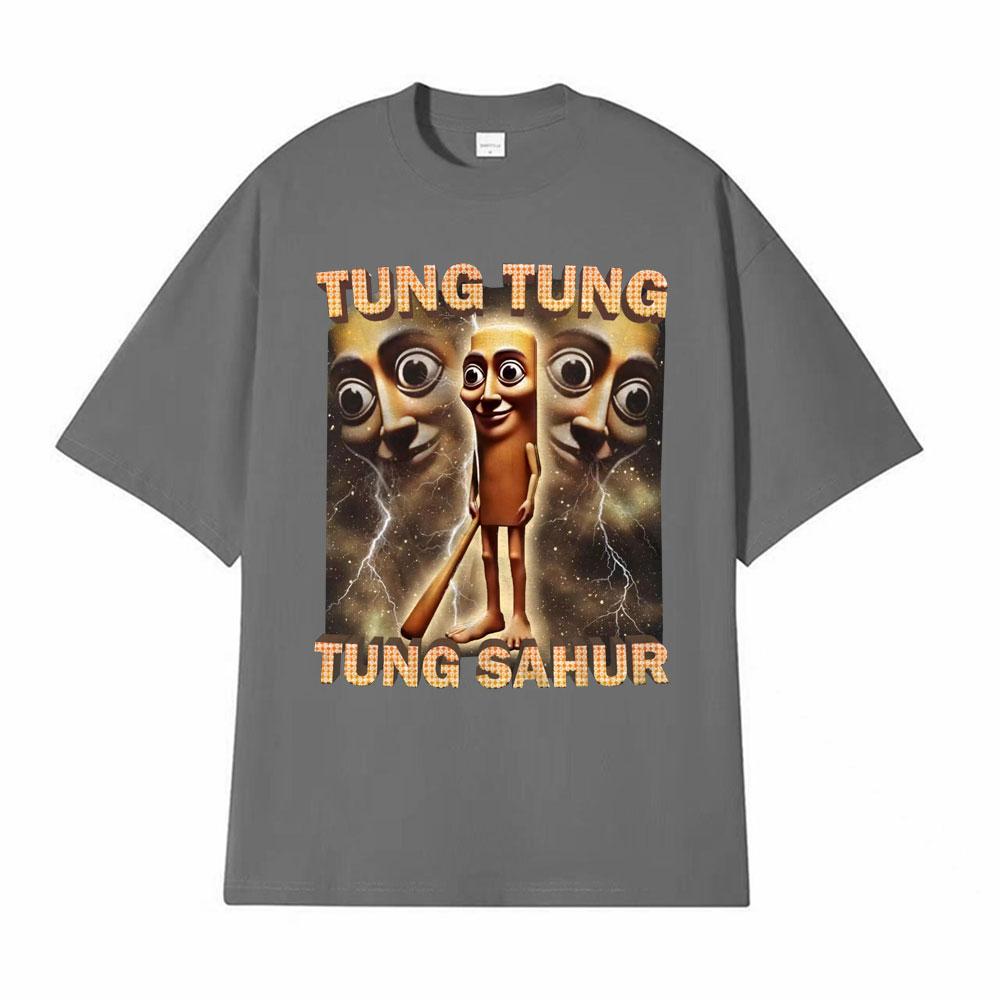 Tung Tung Tung Sahur Funny Baseball Bat Meme Tshirts for Men Vintage 90s Humor T Shirts Unisex High Quality Tshirt Streetwear