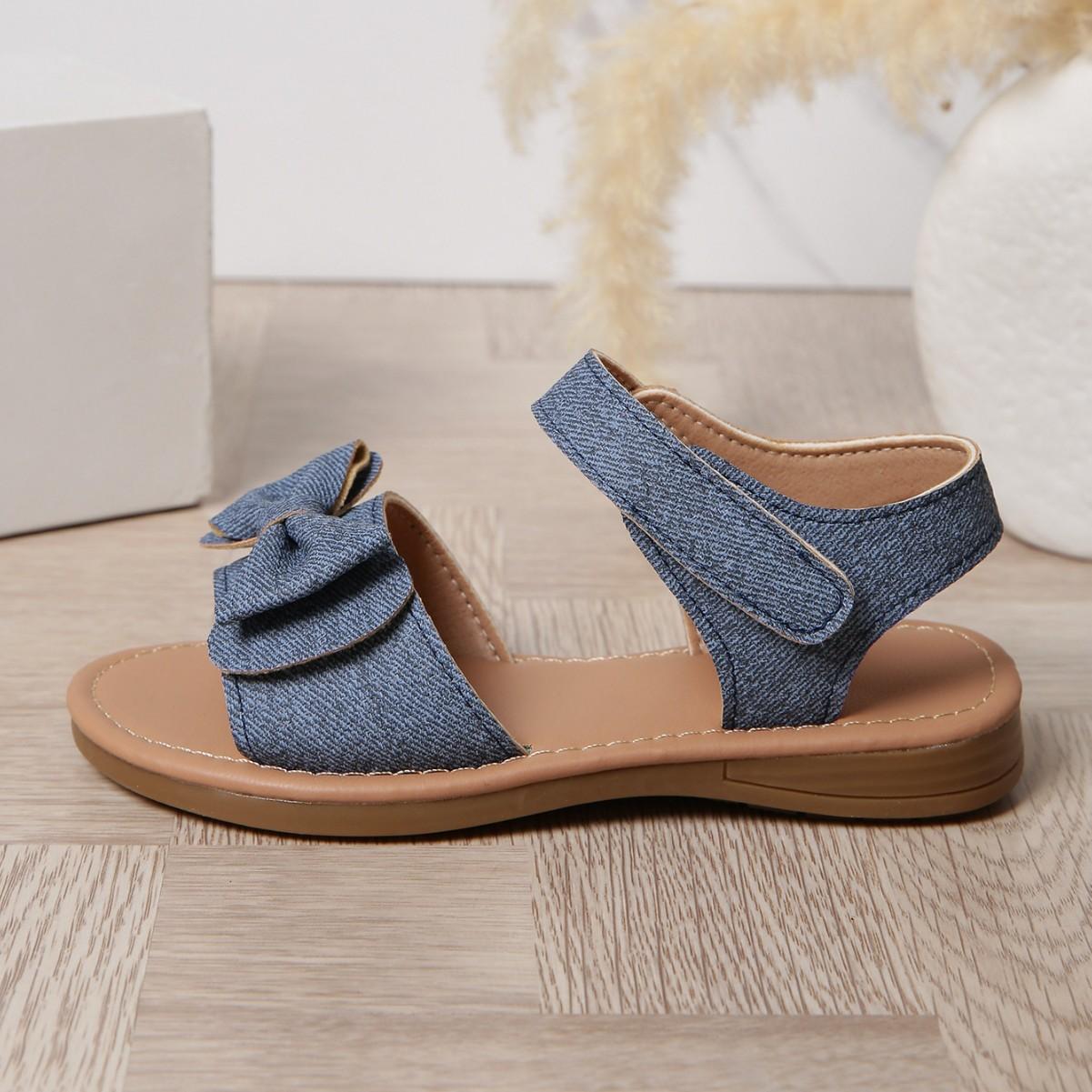 

Kids bow little girl open-toed flat beach sandals 26(shoe inner length 17.38cm)