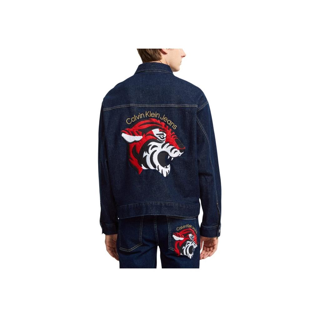 Calvin Klein Tiger Embroidered Denim Jacket Men Jackets Dark-Blue J319942-1BJ