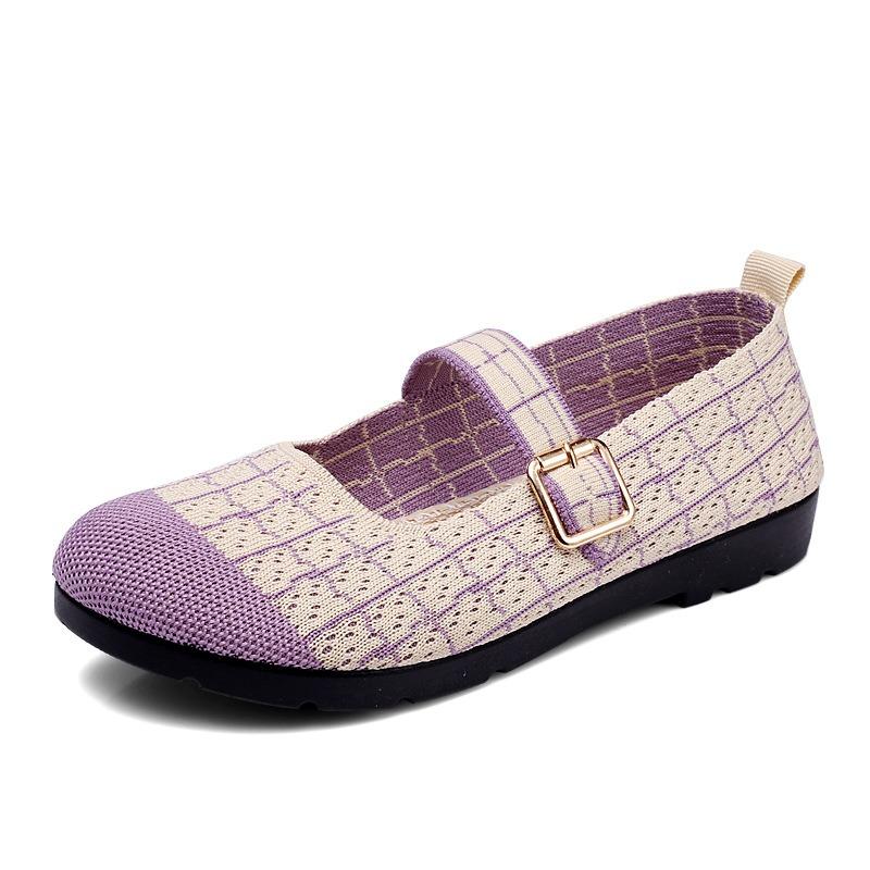 Shoes women's spring new round head soft sole comfortable and breathable one-pedal shoes work shoes