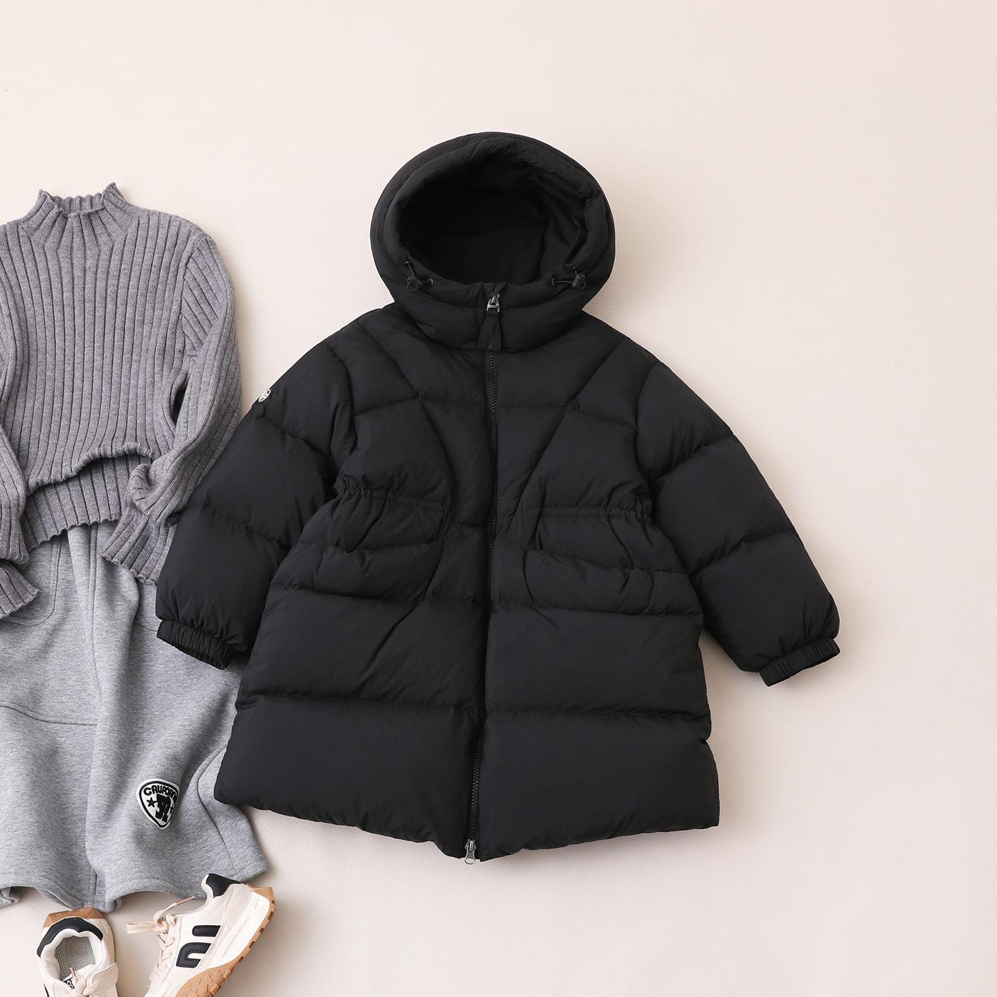 

2025 Winter Girls Mid-Length Thickened Down Jacket for Medium and Large Children 165 cm чорний