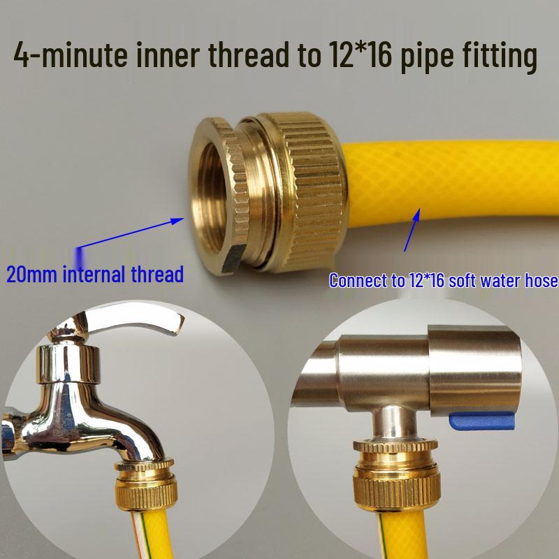 4-Minute Inner Thread to Hose Connector 1216 – Car Wash and Water Tap Adapter, Soft Hose Copper Fitting.