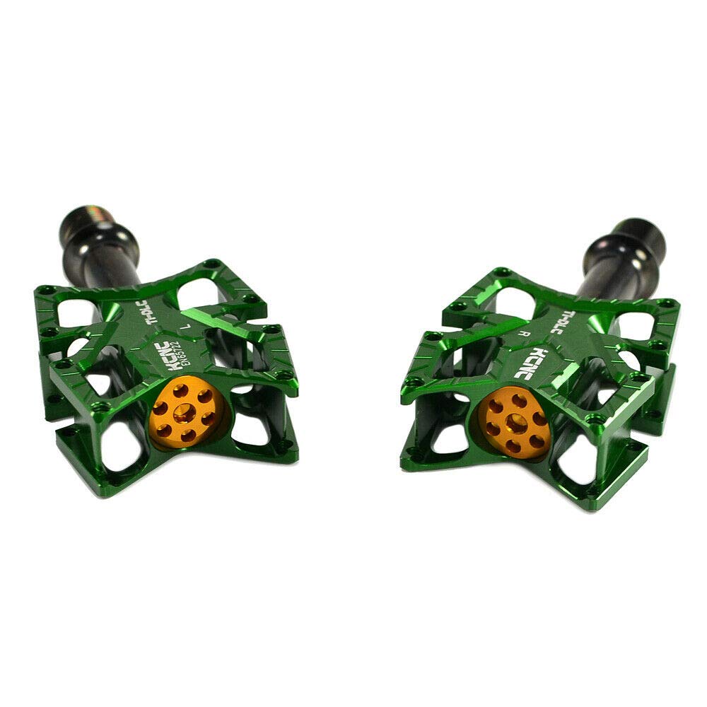 Pedały KCNC KNIFE Tytanowa Oś Szosowe Platformowe SK2174, Zielone, KPED01-TI-GR,