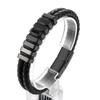 KALEN Stainless Steel Cowhide Leather Bracelets for Men Black Braid Chain Bracelet Men's Magnetic Genuine Gift 3 Color Jewelry