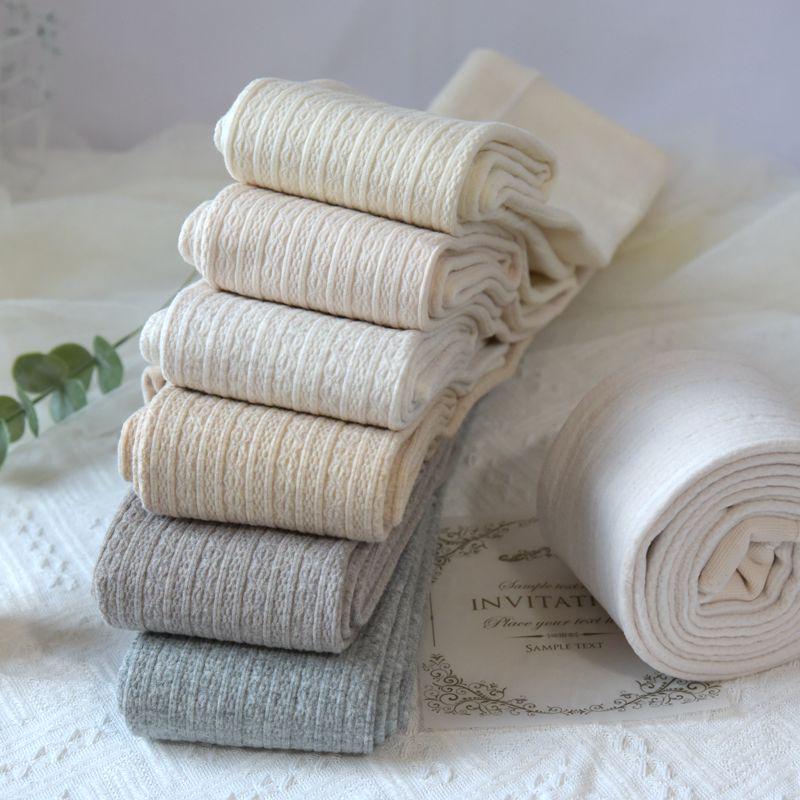 Women's Thickened Japanese Style Cable Knit White Tights with Plus Velvet & Warm Milk White JK Socks for Autumn/Winter