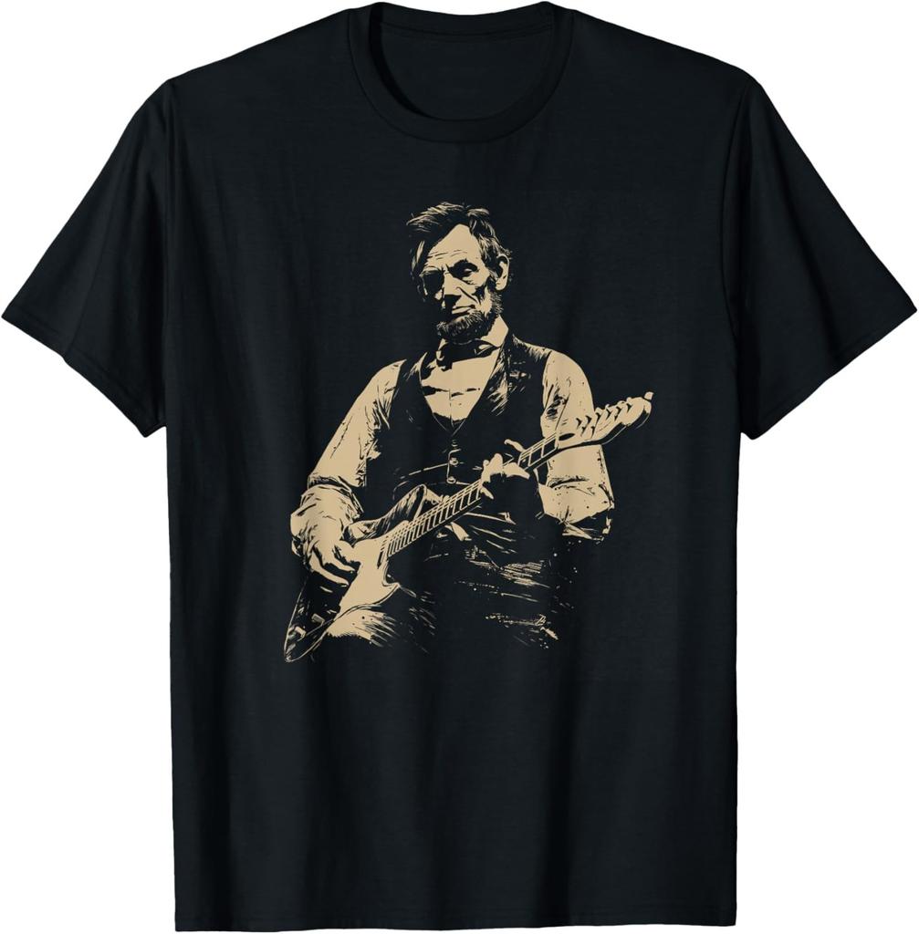 Abraham Lincoln Abe Lincoln Jouant de la Guitare T-shirt Unisexe Rétro Vintage